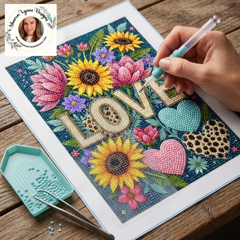 Love DIY Diamond Painting Kit No Frame - Romantic Heart Art Craft Project - Picture 3 of 8